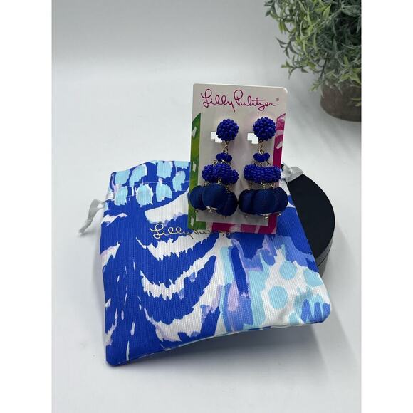 NEW Lilly Pulitzer SALSA COPA Clip On Statement EARRINGS Bright
Navy Beaded Gold - Picture 4 of 12